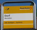 (174'911) - PostAuto-Haltestellenschild - Murzelen, Dorf - 