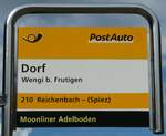 (237'513) - PostAuto-Haltestellenschild - Wengi b. Frutigen, Dorf - am 25. Juni 2022