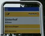 (244'088) - PostAuto-Haltestellenschild - Altnau, Unterhof - am 21.