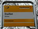 (244'164) - PostAuto-Haltestellenschild - Grne, Daillet - am 26. Dezember 2022