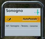 (248'689) - PostAuto-Haltestellenschild - Sonogno, Sonogno - am 16. April 2023