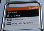 (260'000) - RBS-Haltestellenschild - Briswil, Brunnen - am 3. Mrz 2024