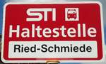 (133'871) - STI-Haltestellenschild - Unterlangenegg, Ried-Schmiede - am 28. Mai 2021
