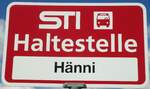 (133'874) - STI-Haltestellenschild - Unterlangenegg, Hnni - am 28.