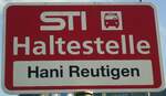(134'630) - STI-Haltestellenschild - Hani, Hani Reutigen - am 2. Juli 2011