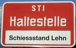 (135'478) - STI-Haltestellenschild - Unterseen, Schiessstand Lehn - am 14.