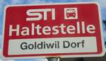 (136'762) - STI-Haltestellenschild - Goldiwil, Goldiwil Dorf - am 20. November 2011