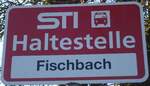 sti-3/741125/136772---sti-haltestellenschild---oberlangenegg-fischbach (136'772) - STI-Haltestellenschild - Oberlangenegg, Fischbach - am 21. November 2011