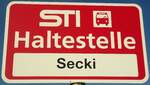(136'818) - STI-Haltestellenschild - Uebeschi, Secki - am 22.