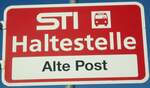 (136'836) - STI-Haltestellenschild - Pohlern, Alte Post - am 22. November 2011