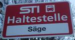 (136'843) - STI-Haltestellenschild - Niederstocken, Sge - am 22. November 2011