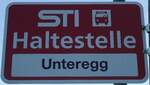 (136'849) - STI-Haltestellenschild - Hfen, Unteregg - am 22.