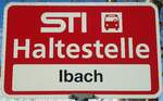 (148'324) - STI-Haltestellenschild - Wangelen, Ibach - am 15.