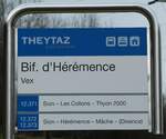 (244'175) - THEYTAZ-Haltestellenschild - Vex, Bif. d'Hrmence - am 26. Dezember 2022