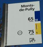 (231'149) - tl/PostAuto-Haltestellenschild - Pully, Monts-de-Pully - am 12. Dezember 2021