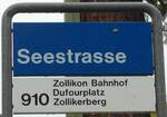 zvv/746196/174580---zvv-haltestellenschild---zollikon-seestrasse (174'580) - ZVV-Haltestellenschild - Zollikon, Seestrasse - am 5. September 2016