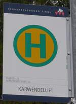 (175'894) - Zillertaler Verkehrsbetriebe-Haltestellenschild - Pertisau, Karwendellift - am 19. Oktober 2016