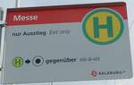 (197'564) - SALZBURG AG-Haltestellenschild - Salzburg, Messe - am 14. September 2018