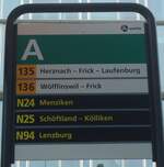 (148'487) - A-welle/PostAuto-Haltestellenschild - Aarau, Bahnhof - am 26. Dezember 2013