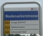 (227'175) - A-welle/PostAuto-Haltestellenschild - Brugg, Bodenackerstrasse - am 9.