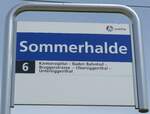 (161'592) - A-welle-Haltestellenschild - Fislisbach, Sommerhalde - am 31. Mai 2015