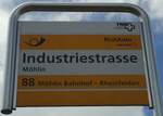 (138'683) - PostAuto-Haltestellenschild - Mhlin, Industriestrasse - am 6. Mai 2012