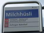 (171'622) - A-welle-Haltestellenschild - Mhlethal, Milchhsli - am 4. Juni 2016