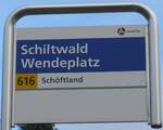 schiltwald/746367/177316---a-wellepostauto-haltestellenschild---schiltwald-wendeplatz (177'316) - A-welle/PostAuto-Haltestellenschild - Schiltwald, Wendeplatz - am 24. Dezember 2016