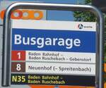 (217'382) - A-welle-Haltestellenschild - Wettingen, Busgarage - am 30.