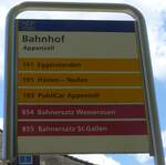 appenzell/746786/180335---postautoab-haltestellenschild---appenzell-bahnhof (180'335) - PostAuto/AB-Haltestellenschild - Appenzell, Bahnhof - am 22. Mai 2017