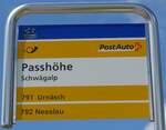 (163'260) - PostAuto-Haltestellenschild - Schwgalp, Passhhe - am 2.