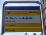 (214'012) - PostAuto-Haltestellenschild - Schwgalp, Sntis-Schwebebahn - am 1.