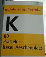 (138'838) - autobus.ag..liestal...-Haltestellenschild - Liestal, Bahnhof - am 16.