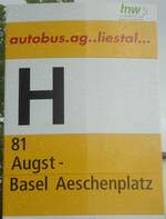 (138'855) - autobus.ag..liestal...-Haltestellenschild - Liestal, Bahnhof - am 16.