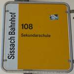 (150'710) - BLT-Haltestellenschild - Sissach, Bahnhof - am 18.