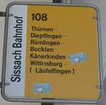 (150'711) - BLT-Haltestellenschild - Sissach, Bahnhof - am 18. Mai 2014