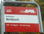 (130'352) - AFA-Haltestellenschild - Achseten, Bettbach - am 11. Oktober 2010