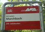 (139'158) - AFA-Haltestellenschild - Achseten, Marchbach - am 28.