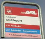 Adelboden/737118/130368---afa-haltestellenschild---adelboden-muehleport (130'368) - AFA-Haltestellenschild - Adelboden, Mhleport - am 11. Oktober 2010