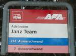 Adelboden/738159/131128---afa-haltestellenschild---adelboden-janz (131'128) - AFA-Haltestellenschild - Adelboden, Janz Team - am 28. November 2010