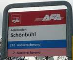 (131'129) - AFA-Haltestellenschild - Adelboden, Schnbhl - am 28.