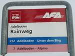 (131'131) - AFA-Haltestellenschild - Adelboden, Rainweg - am 28.