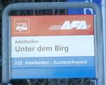 (132'046) - AFA-Haltestellenschild - Adelboden, Unter dem Birg - am 8.