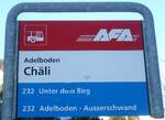 (132'106) - AFA-Haltestellenschild - Adelboden, Chli - am 8.