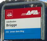 (132'134) - AFA-Haltestellenschild - Adelboden, Brgge - am 8.