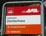 Adelboden/739323/133204---afa-haltestellenschild---adelboden-zuercherhaus (133'204) - AFA-Haltestellenschild - Adelboden, Zrcherhaus - am 10. April 2011