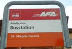 Adelboden/741522/137104---afa-haltestellenschild---adelboden-busstation (137'104) - AFA-Haltestellenschild - Adelboden, Busstation - am 4. Dezember 2011