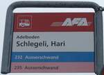 (169'524) - AFA-Haltestellenschild - Adelboden, Schlegeli, Hari - am 27.