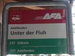 (178'029) - AFA-Haltestellenschild - Adelboden, Unter der Fluh - am 9.