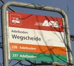 (178'030) - AFA-Haltestellenschild - Adelboden, Wegscheide - am 9. Januar 2017